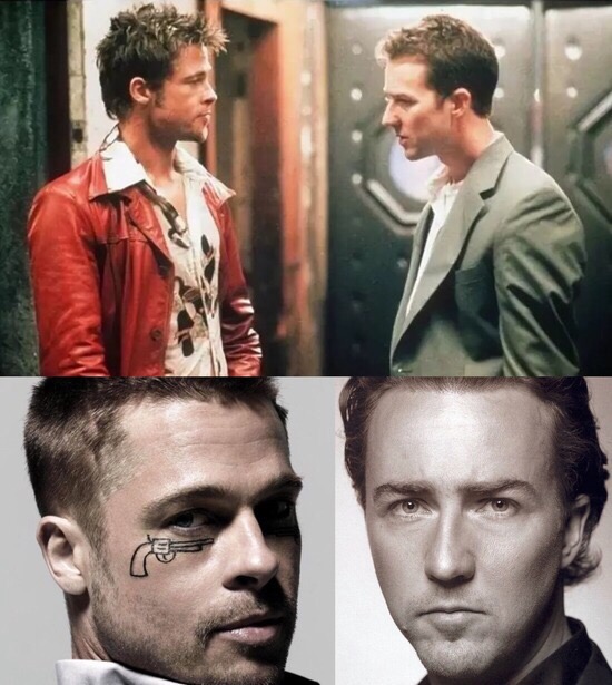 Brad Pitt a Edward Norton, film „Klub rváčů“